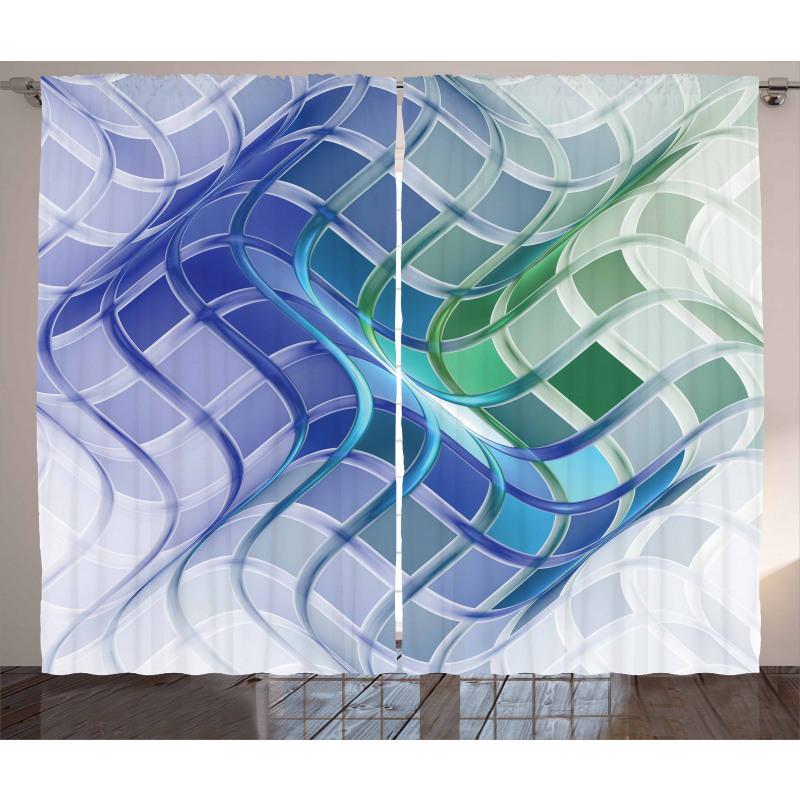 Abstract Wavy Squares Curtain