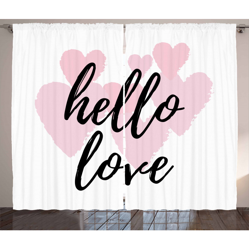 Romantic Phrase Hearts Curtain
