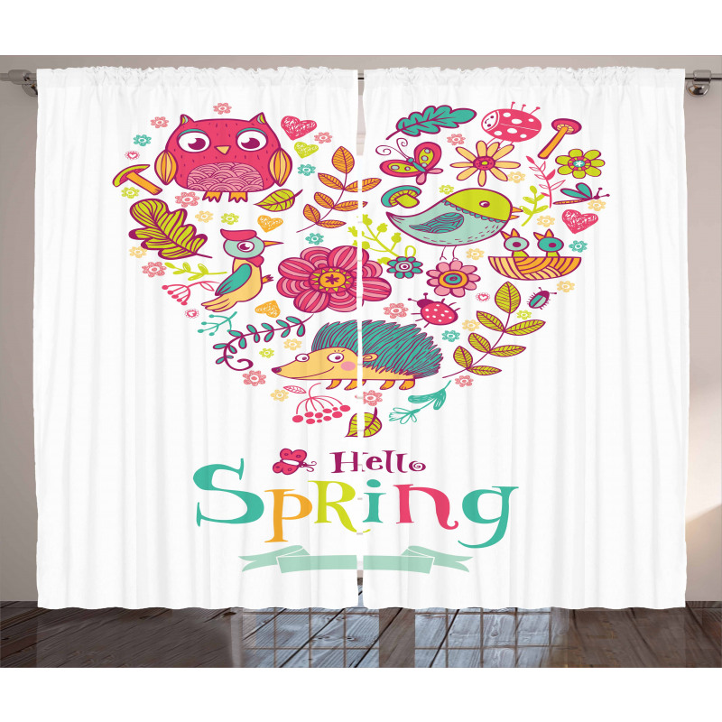 Doodle Springtime Heart Curtain