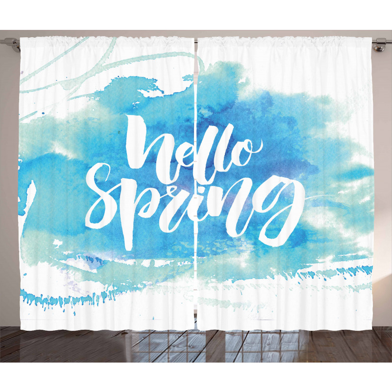 Pastel Blue Spring Theme Curtain