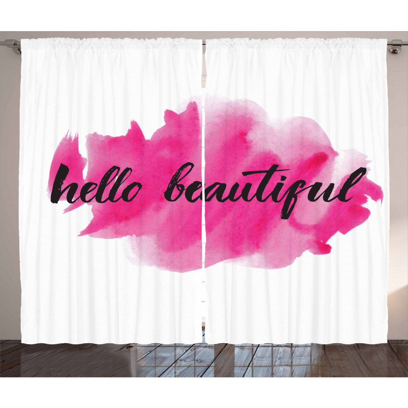Words on Pink Curtain