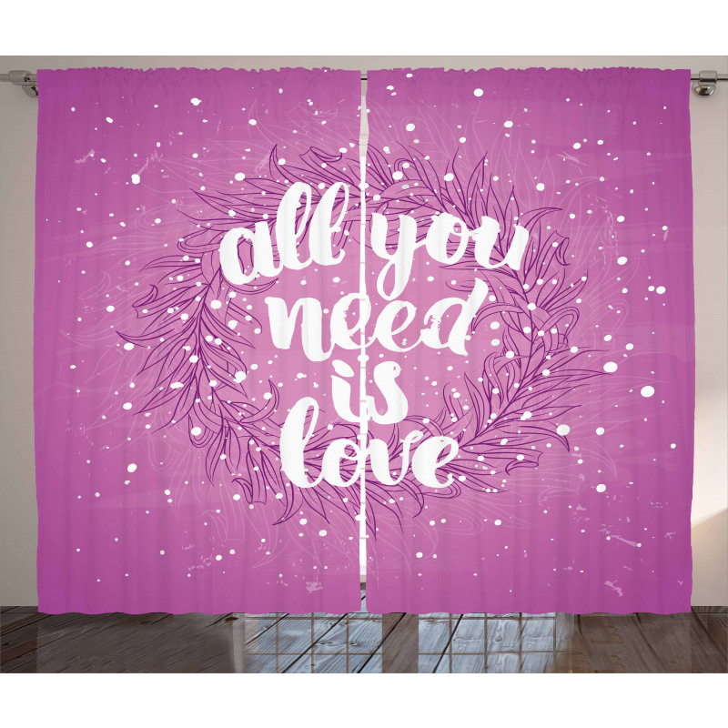 Valentines Floral Words Curtain