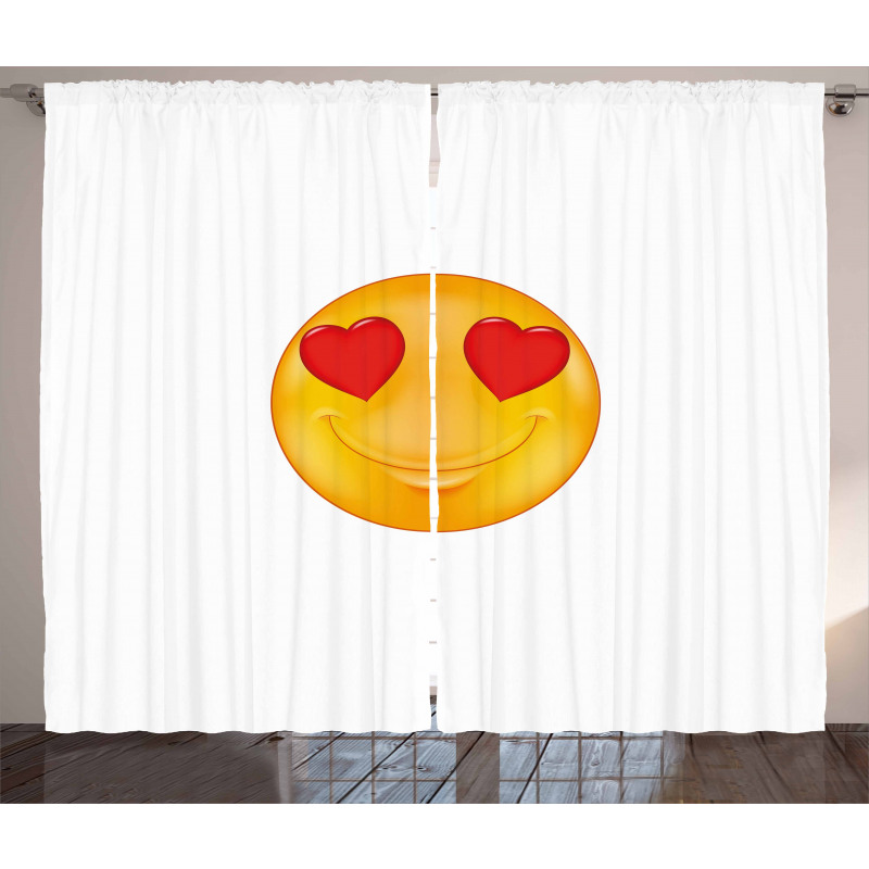 Cartoon Smiley Face Heart Curtain