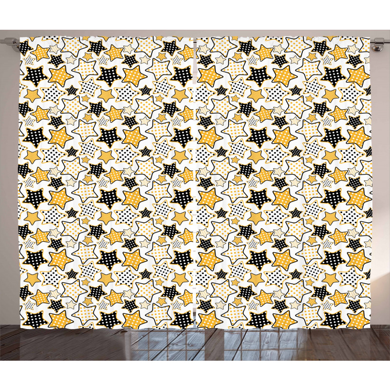 Retro Polka Dotted Stars Curtain