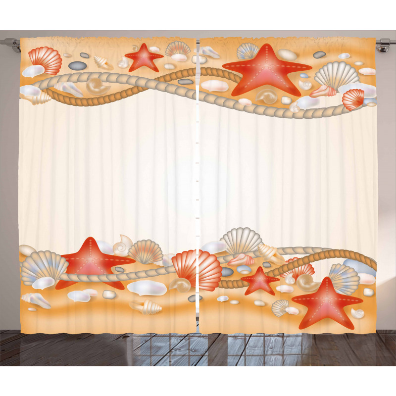 Sand Seashells Ropes Curtain