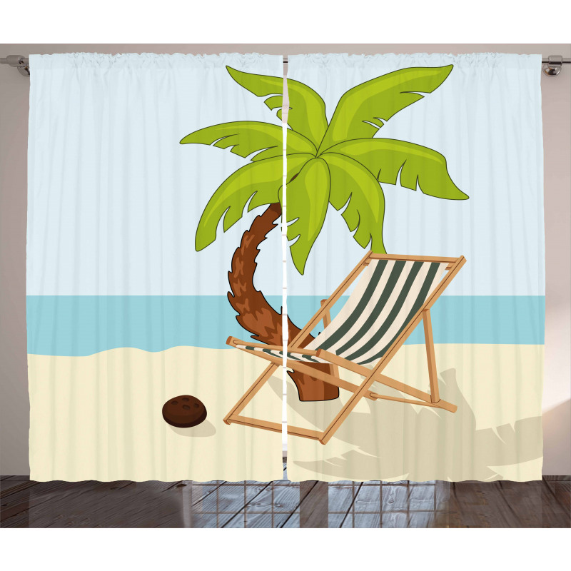 Cartoon Style Palm Tree Curtain