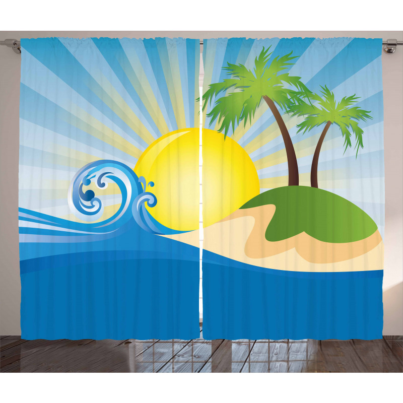 Sun Rays Tropical Island Curtain