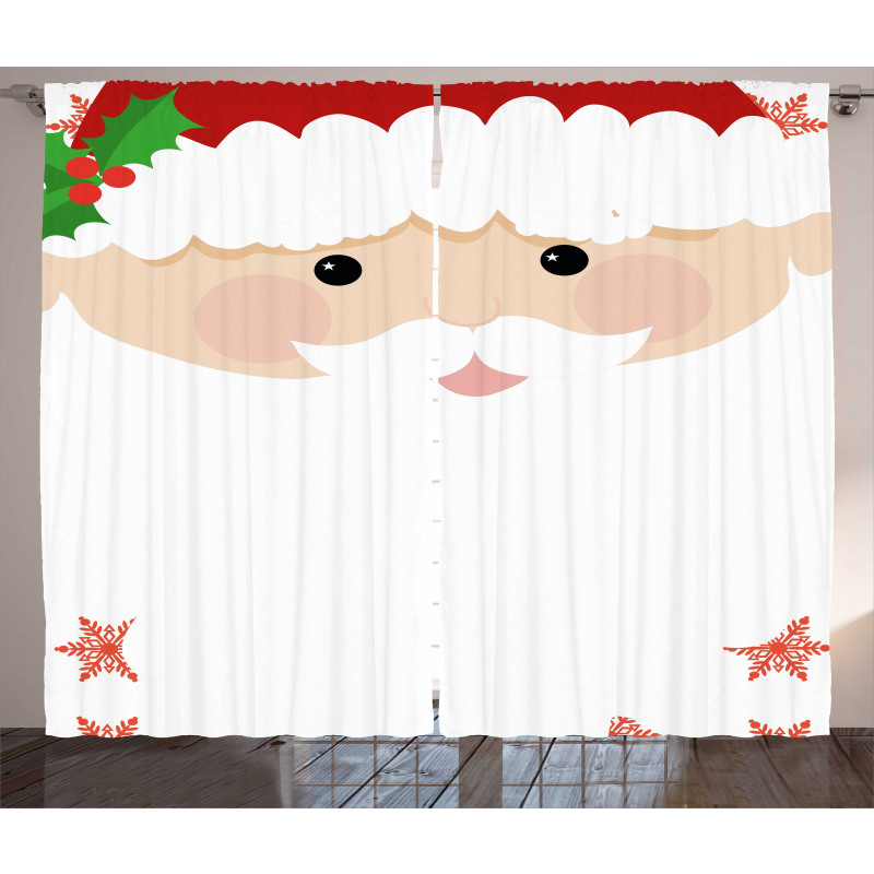 Cartoon Face Santa Curtain