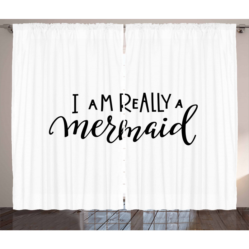 Monochrome Words Curtain