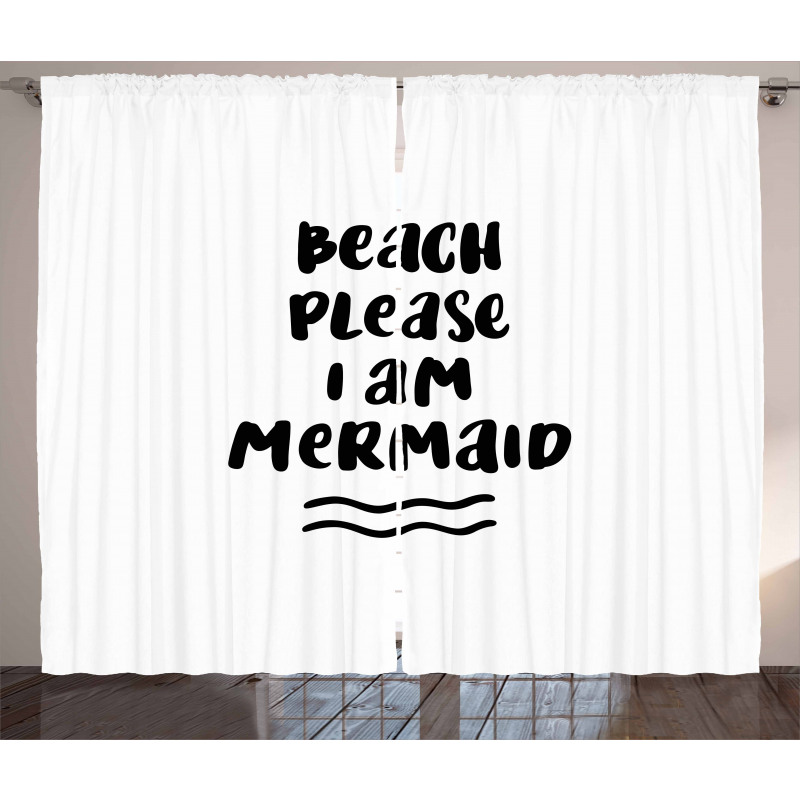 Beach Please Phrase Curtain
