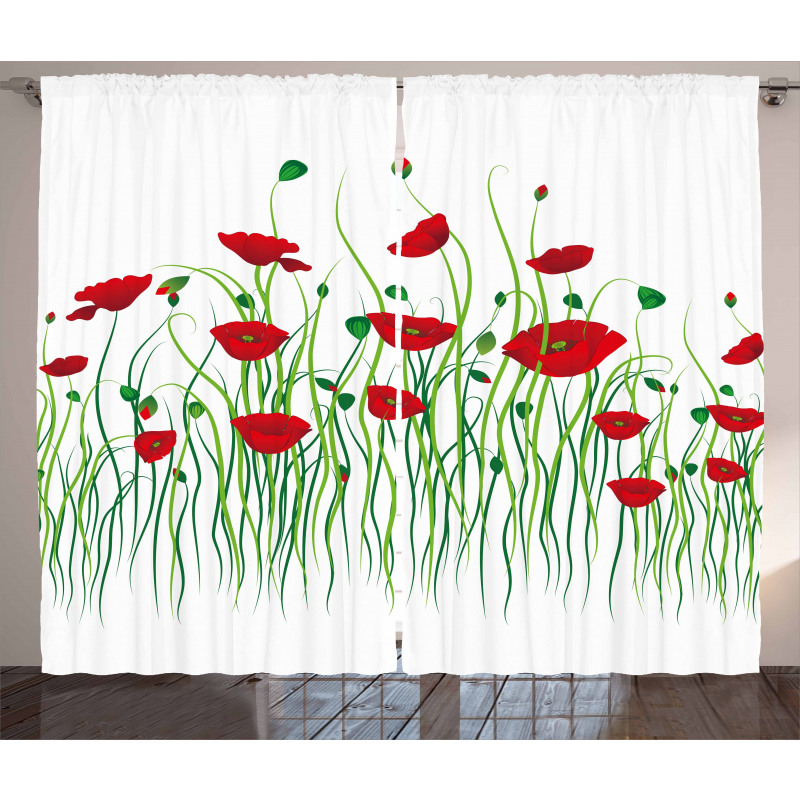 Flowers on a Rural Field Curtain