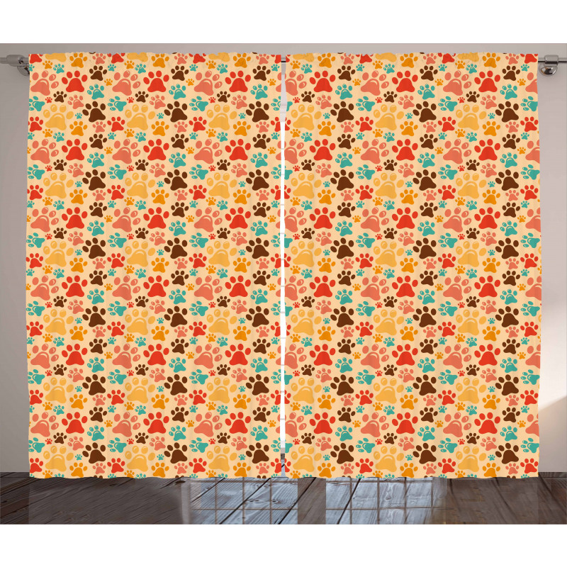 Colorful Paw Print Curtain