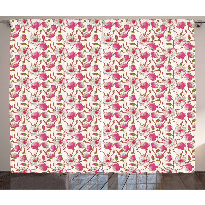 Pink Magnolia Garden Curtain