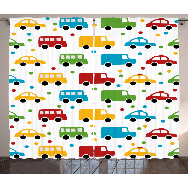 Vivid Bus Taxi Automobiles Curtain