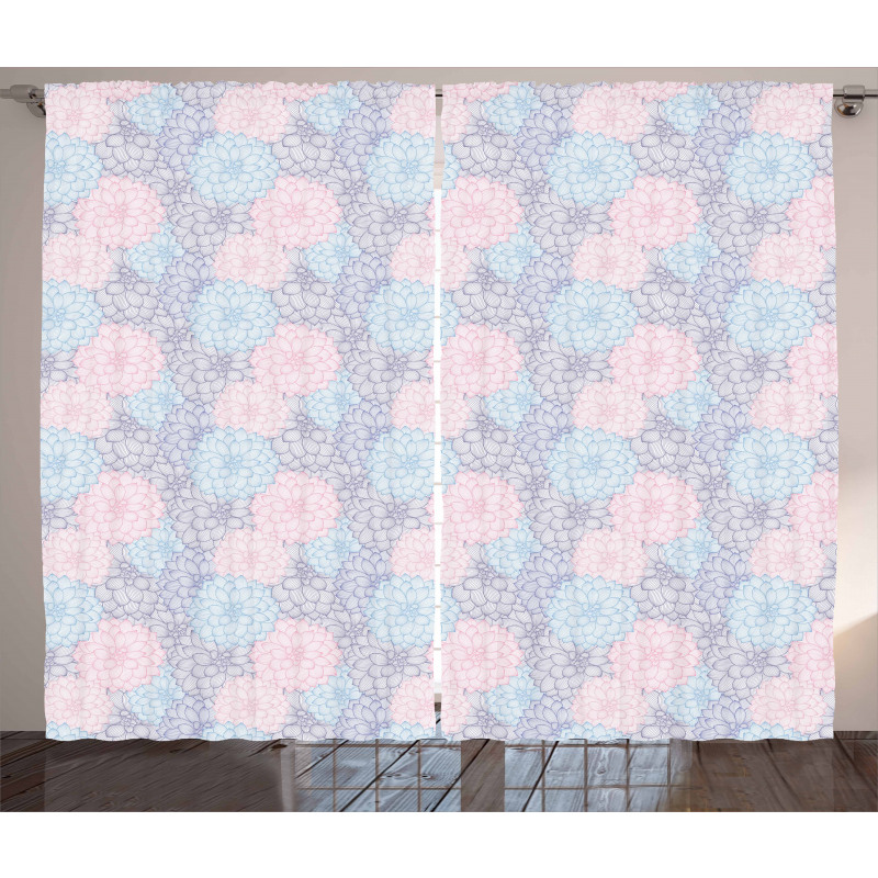 Hand Drawn Pale Blooms Curtain