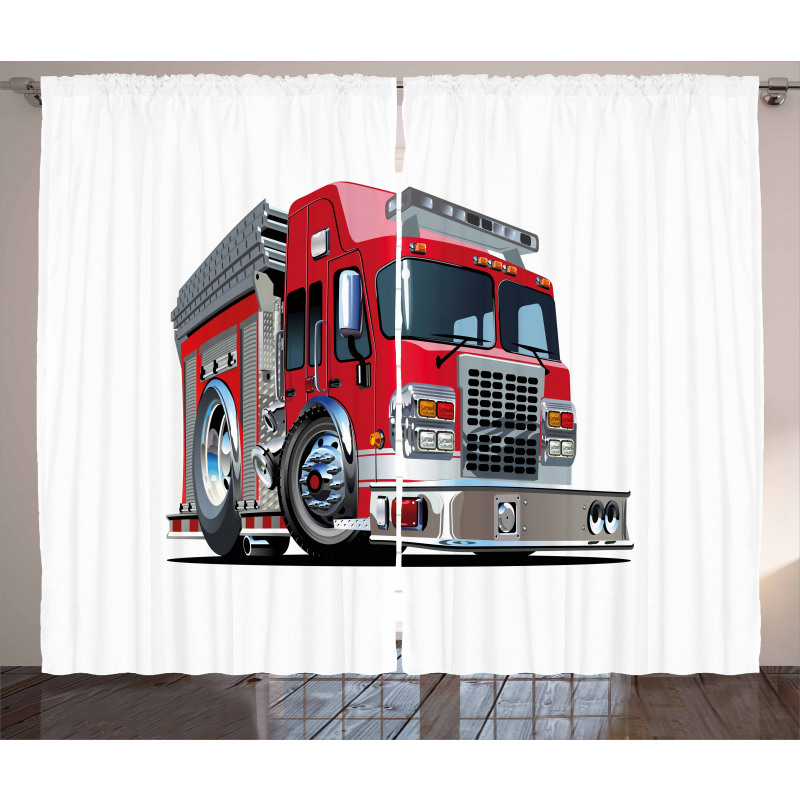 Cartoon Style Firefighter Curtain