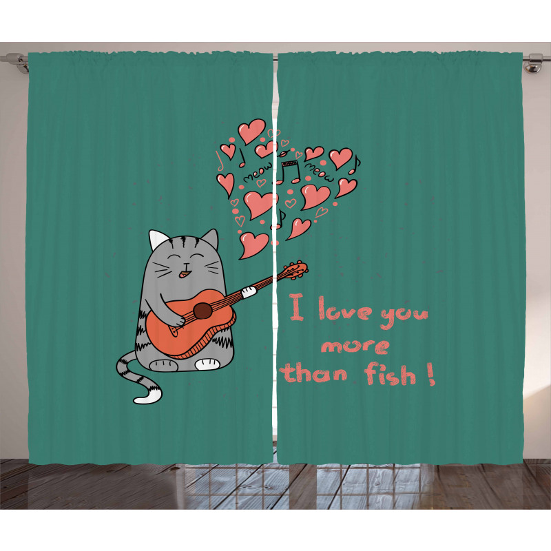 Cartoon Cat Sings Curtain