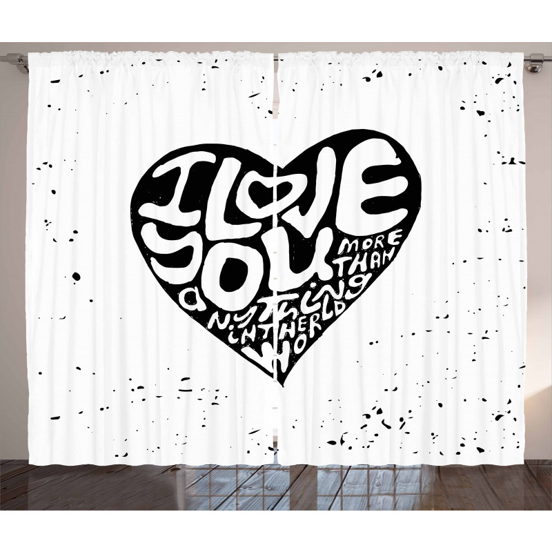 Grunge Art Heart Curtain