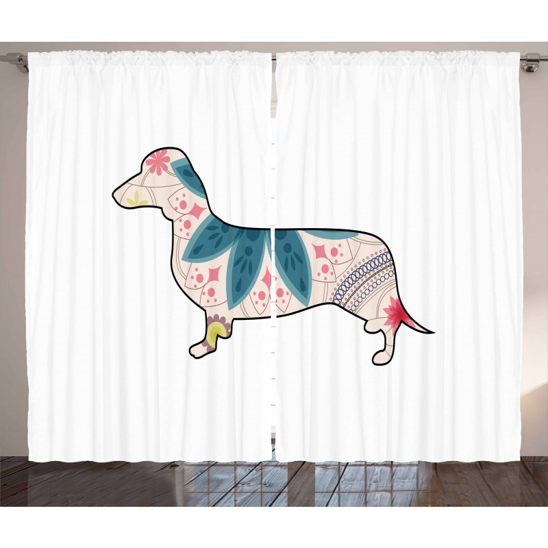 Floral Puppy Curtain