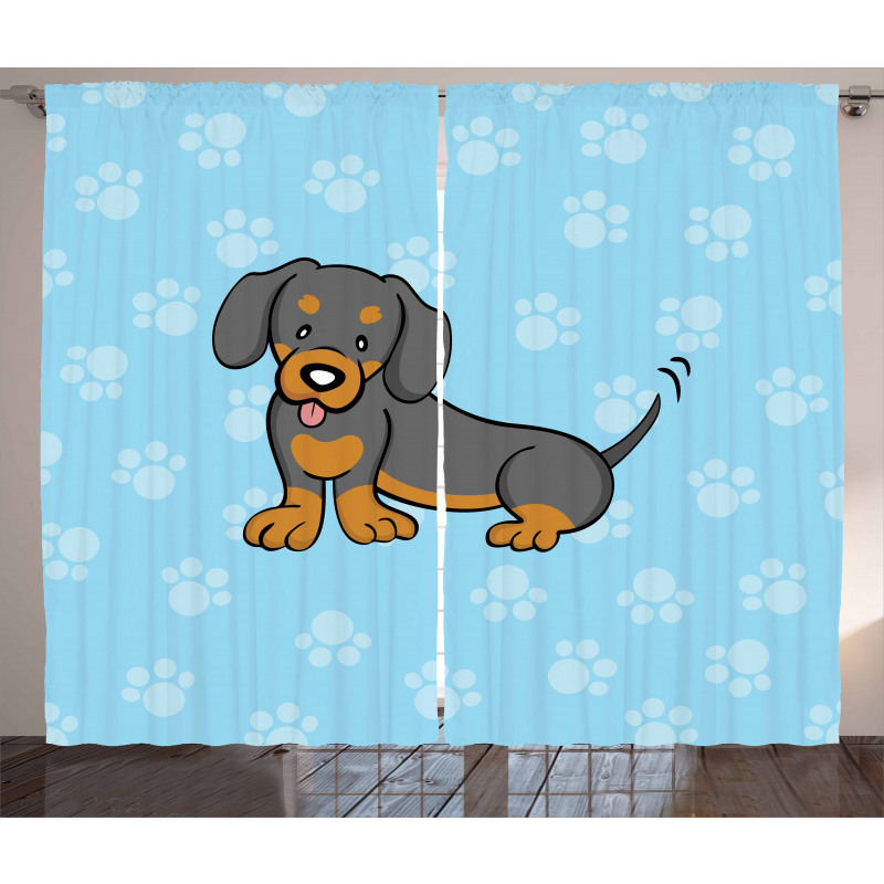 Happy Puppy Cartoon Curtain
