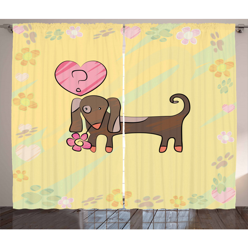 Colorful Dog Design Curtain