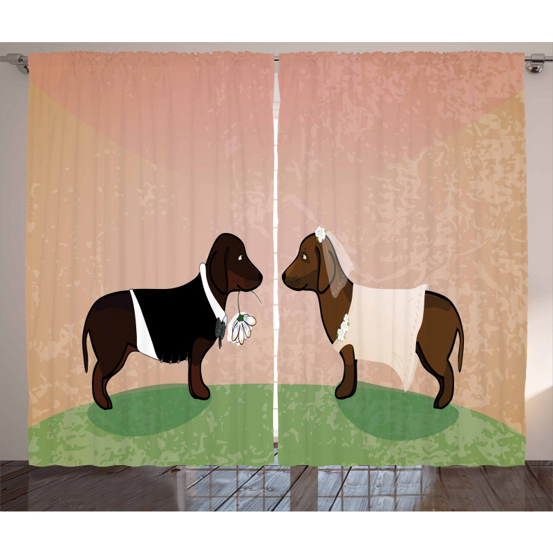 Cartoon Dog Marriage Curtain