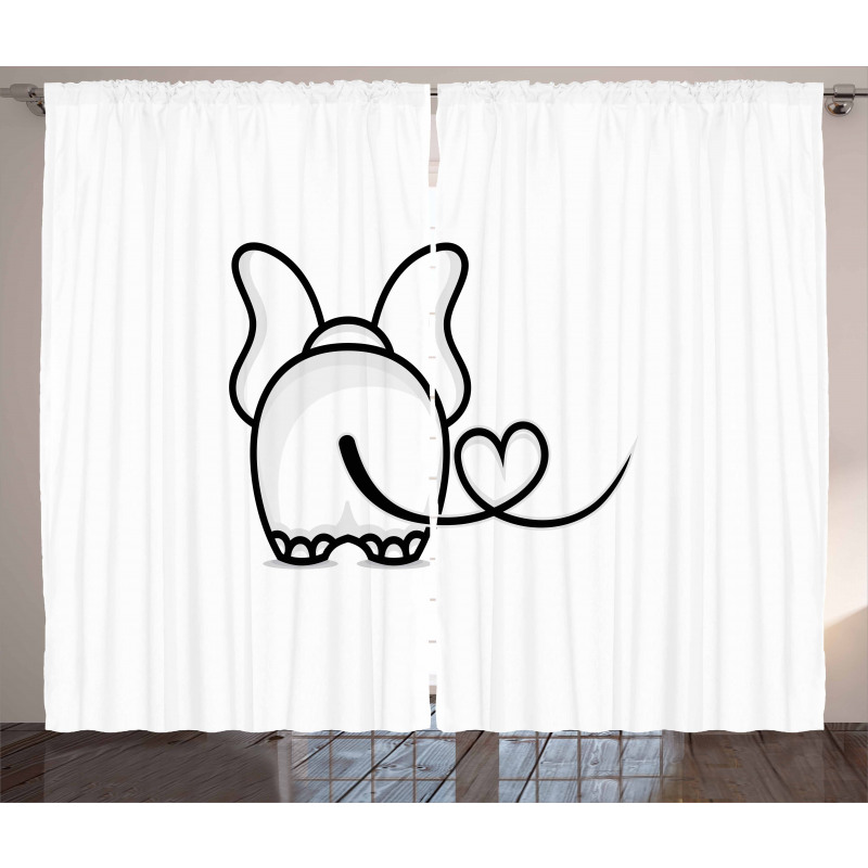 Love Theme Doodle Style Curtain