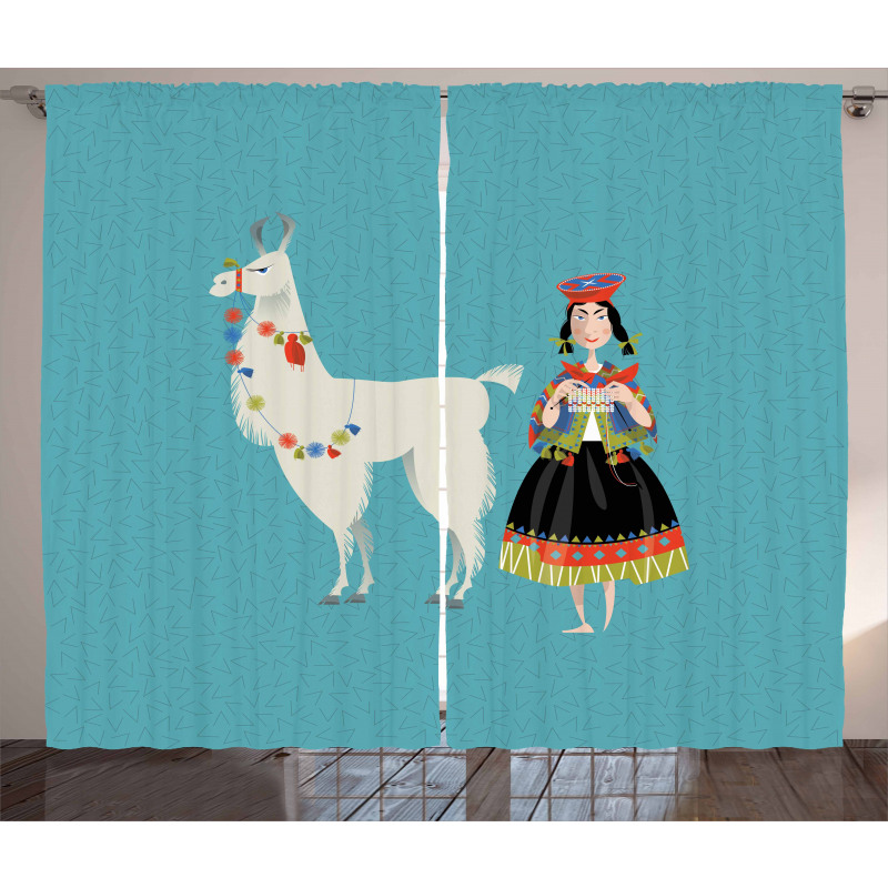 Peruvian Knitting Woman Curtain