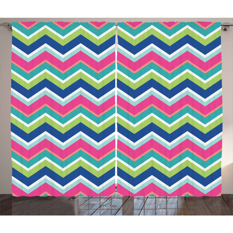 Colorful Chevron Lines Curtain
