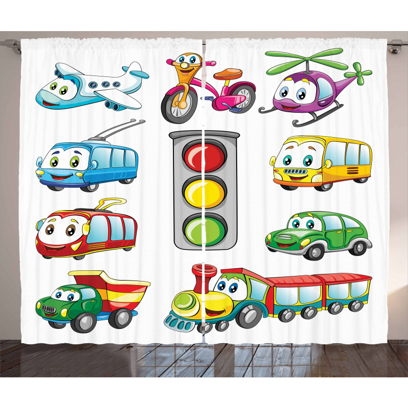 Cheerful Transportation Curtain