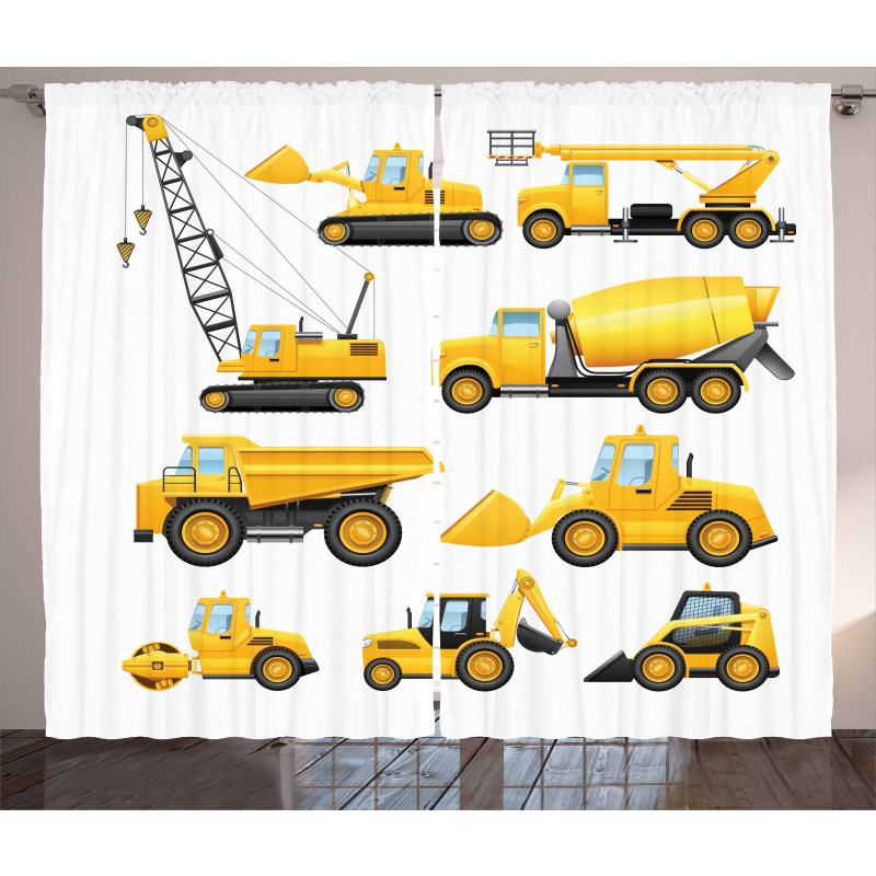 Construction Vehicles Curtain