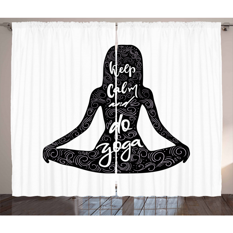 Do Yoga Words Girl Curtain