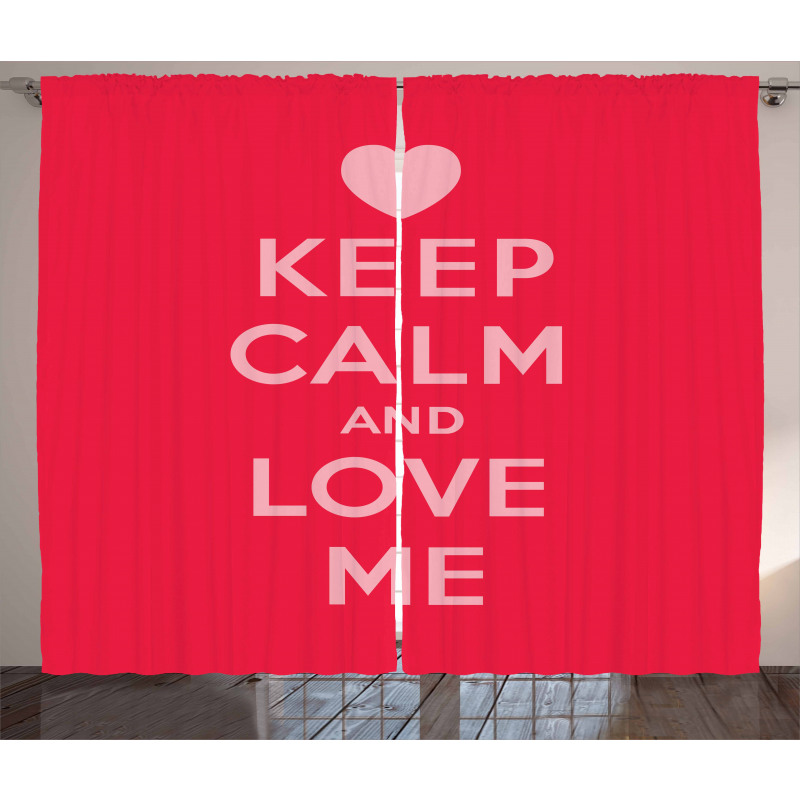 Love Me Romantic Text Curtain