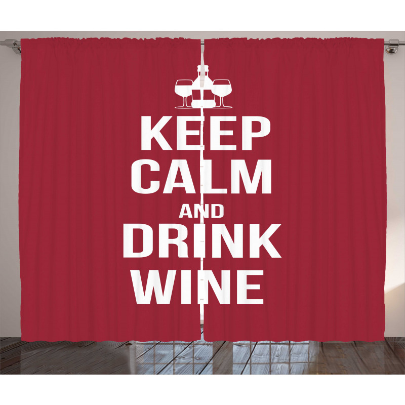 Drink Wine Slogan Curtain