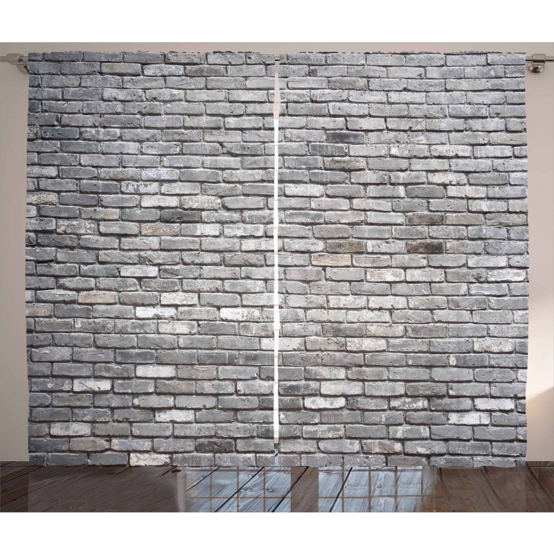 Aged Rough Brick Wall Curtain