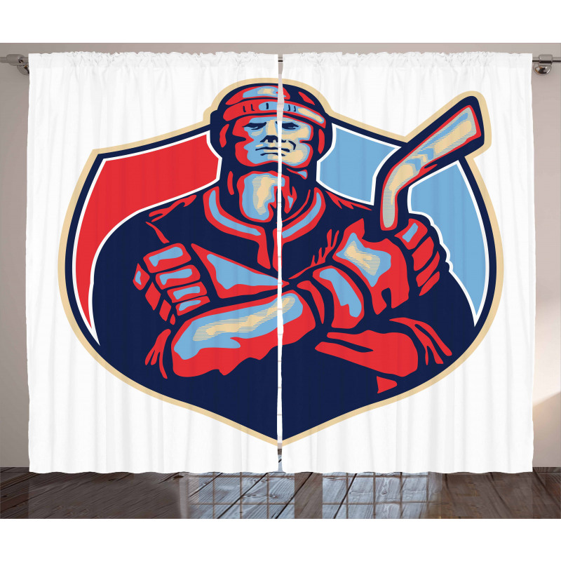 Player Holding Stick Curtain