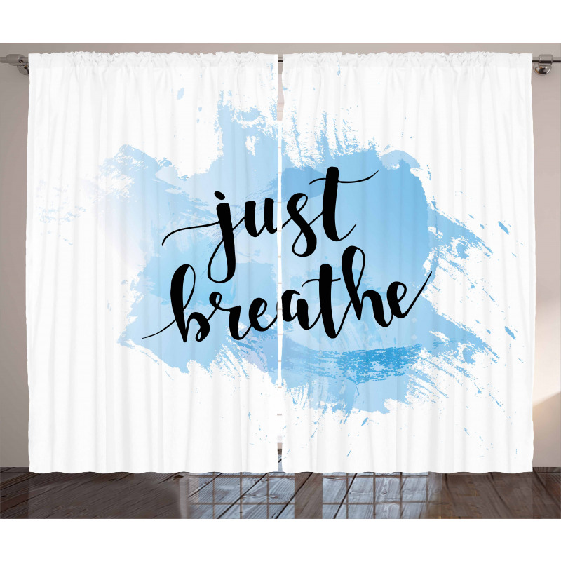 Phrase on Blue Curtain