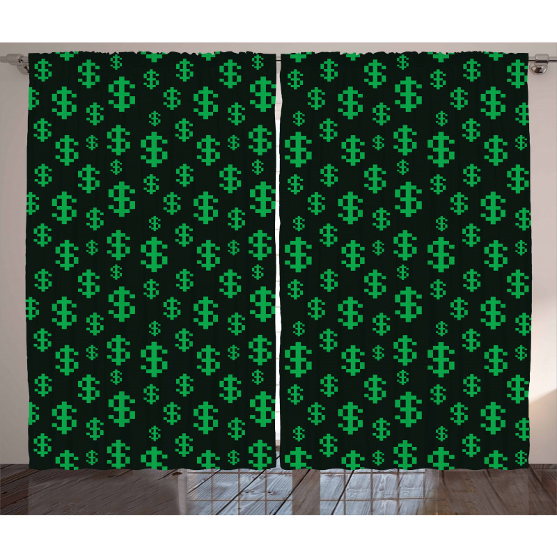 Pixel Art Dollar Pattern Curtain