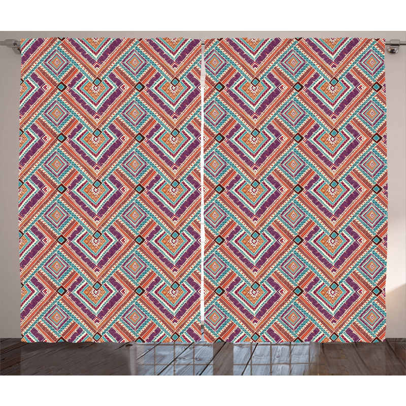 Colorful Rhombus Motif Curtain