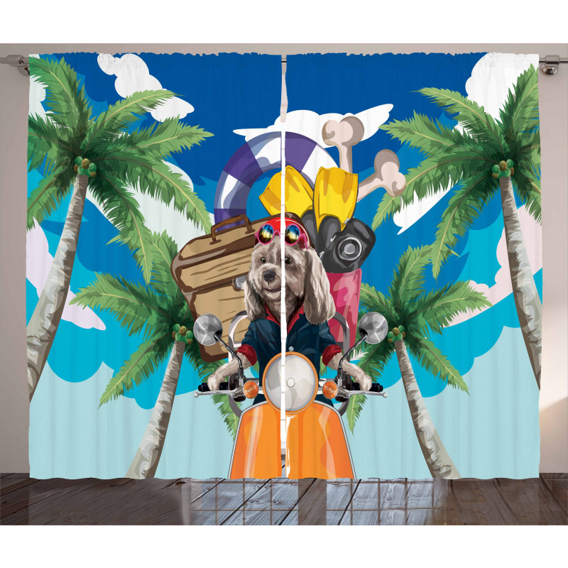 Puppy Tropic Island Curtain