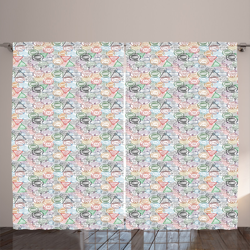 Retro Postal Pattern Curtain