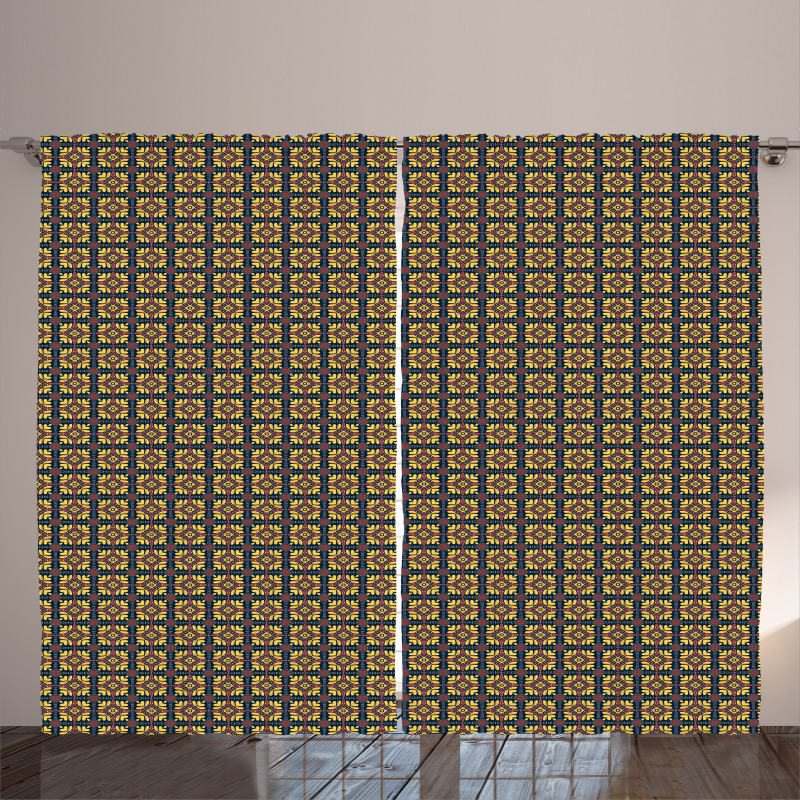 Checkered Floral Curtain