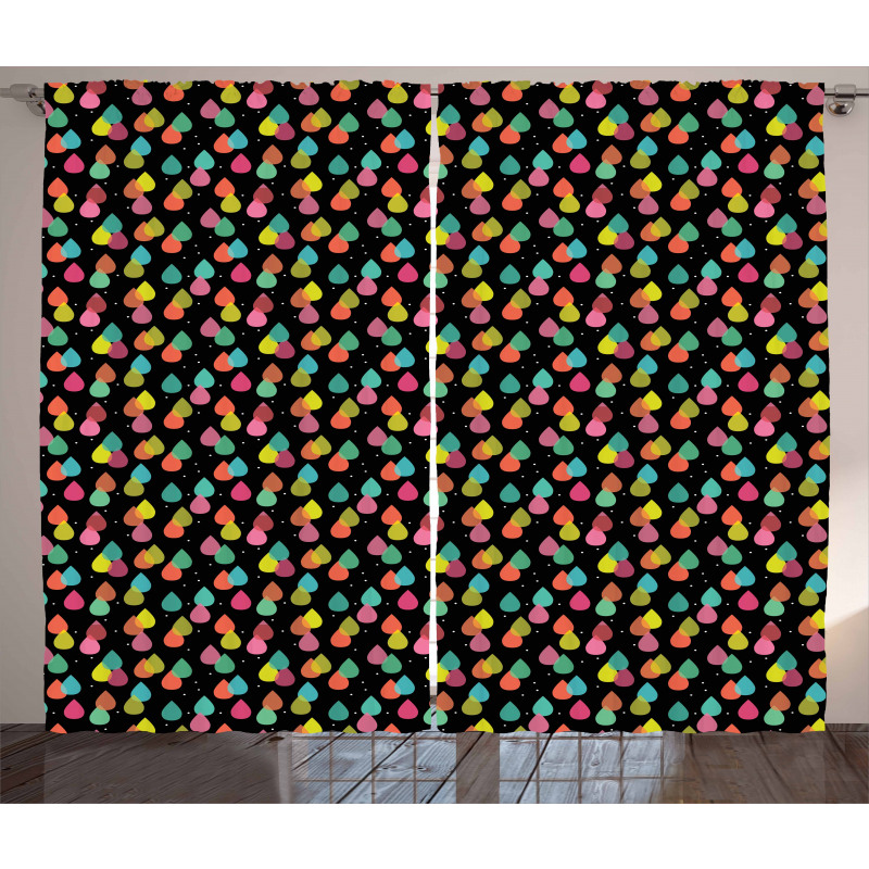 Abstract Raindrops Art Curtain