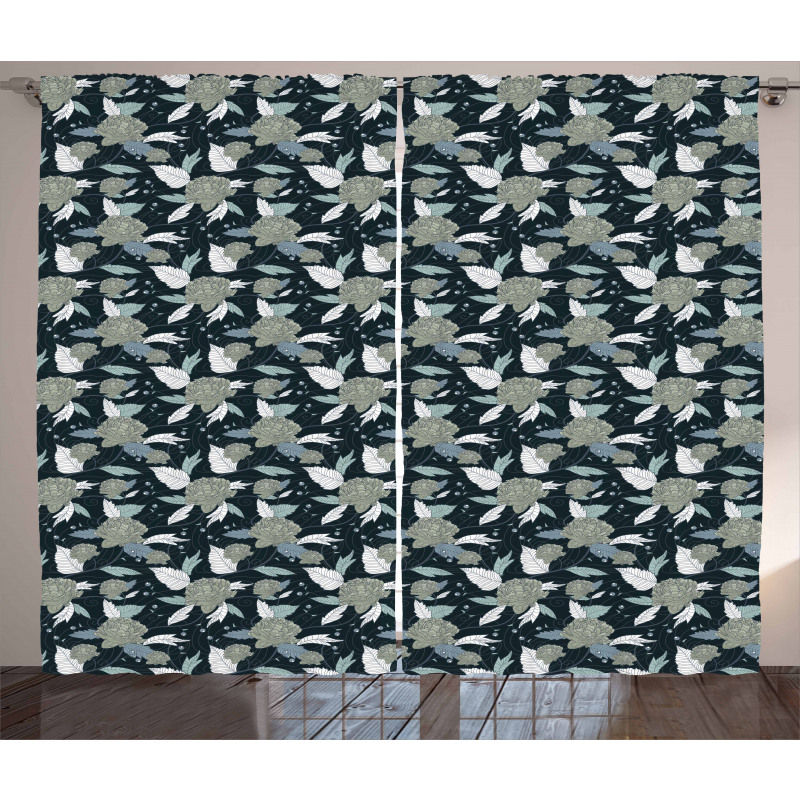 Retro Peonies Curtain