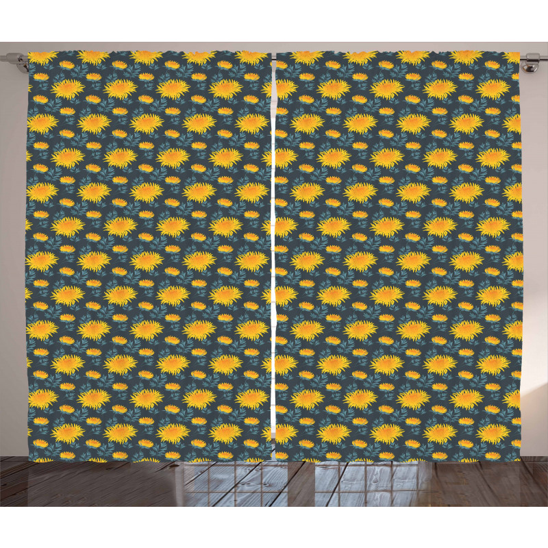 Yellow Chrysanthemum Curtain