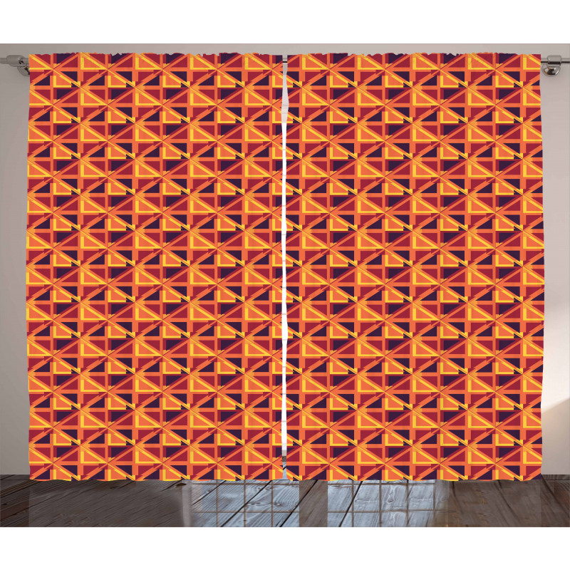 Warm Toned Triangles Curtain