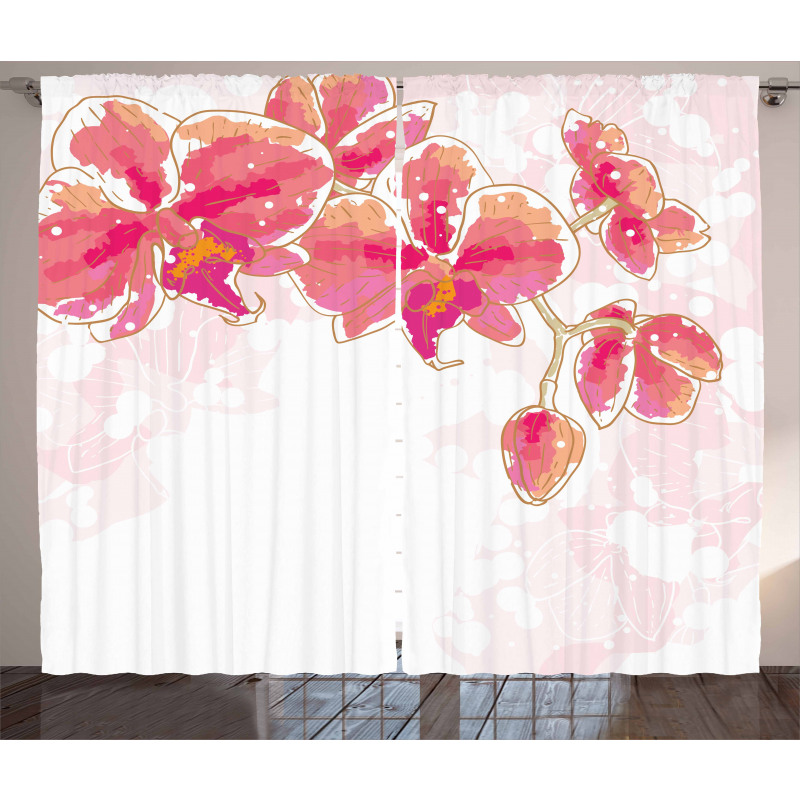 Contour Drawing Orchids Curtain
