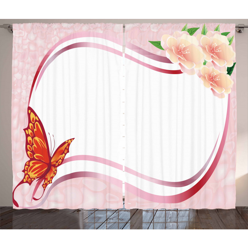 Abstract Floral Pink Curtain