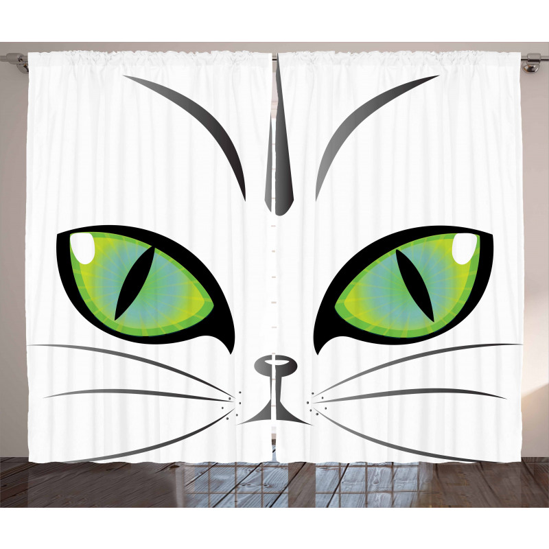 Siberian Cat Watchful Face Curtain