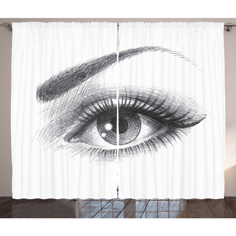 Pencil Drawing Style Art Curtain